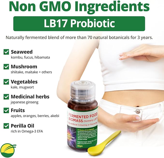 LB17 Biomass Live Probiotics for Women Men &amp Kids 50g/Bottle - Daily Probiotic Paste Supplement Probiotics for Digestive Health Adult Probiotic Digestive Nutritional Supplements Kids Gut Heal