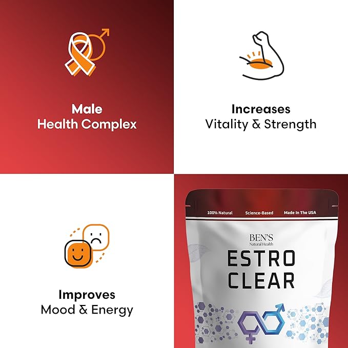 Ben's Natural Health Estro Clear Natural Men's Wellness Supplement with DIM Tiger Nut Astragalus Calcium D Glucarate 6 Pack 360 Capsules