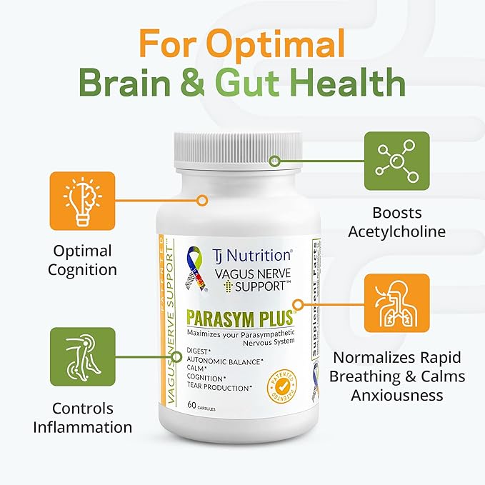 Parasym Plus Vagus Nerve Support Patented Digestive Nutritional Supplements Energy Booster for Men and Women Memory Supplement for Brain Gentle Immune System Support 60 Capsules