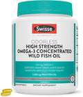 Swisse Wild Fish Oil Omega 3 Supplements for Women and Men | EPA DHA Fish Oil Supplements | Odorless - Helps Support Brain Eye and Heart Health | High Strength 1500 mg | 400 Softgel Pills