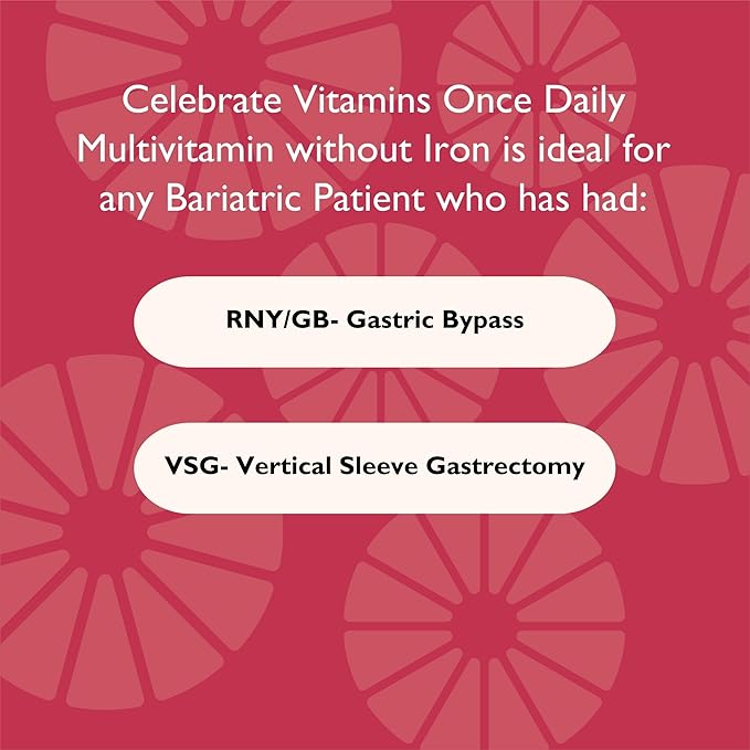 Celebrate Vitamins CelebrateONE Chewables Iron Free - Once Daily Bariatric Multivitamin Essential Vitamins &amp Minerals - Gastric Bypass &amp Sleeve Gastrectomy Supplement - Strawberry Creme (90