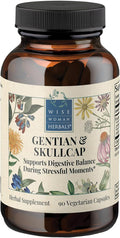 Wise Woman Herbals Gentian &amp Skullcap Digestion Support Supplement Non-GMO Bloating &amp Indigestion Relief Supports GI Motility &amp Gut Comfort Mood Balance 90 Veg Caps