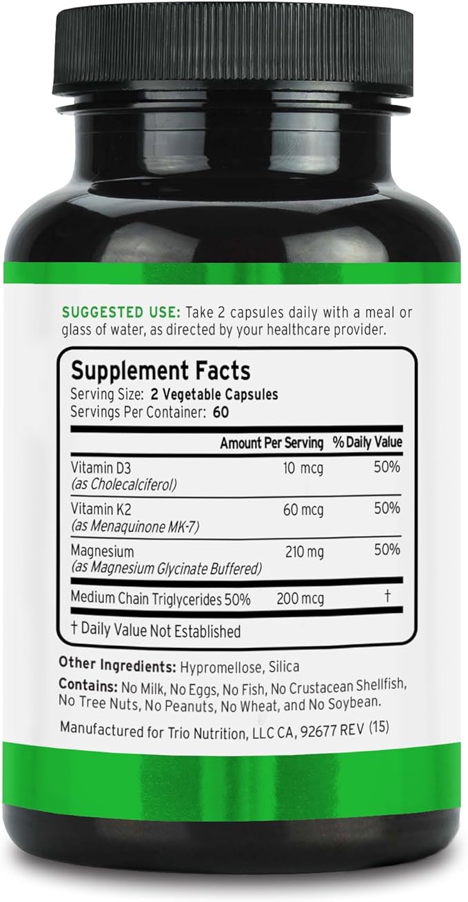 Trio Nutrition MagX Magnesium Glycinate Vitamin D3 Vitamin K2 &amp MCT Oil | Chelated Magnesium Supplement | Calm Relaxation &amp Recovery | Be Well Rested &amp Start Your Day with Magximum