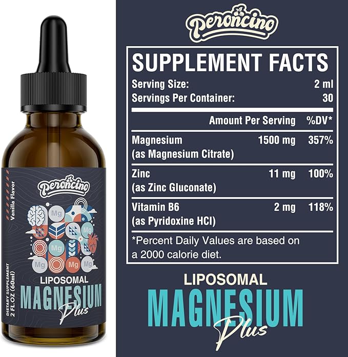 Liposomal Magnesium Citrate Drops for Gut and Bone Health Mood and Stress Management Powerful Formula with Vitamin B6 and Zinc Gluconate 60ml (2.04 Fl Oz (Pack of 2))