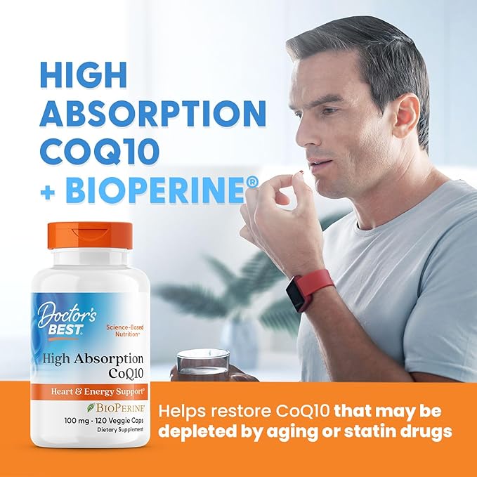 Doctor's Best High Absorption CoQ10 with Bioperine Heart Health &amp Energy Production Non-GMO Gluten &amp Soy Free Vegan 100 Mg 120 count