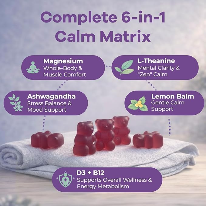Magnesium Gummies for Stress &amp Sleep - 300mg Magnesium Complex with Glycinate Citrate Malate &amp Taurate - Supports Relaxation Muscle &amp Heart Health - Vegan Sugar-Free Non-GMO - 180 Gum