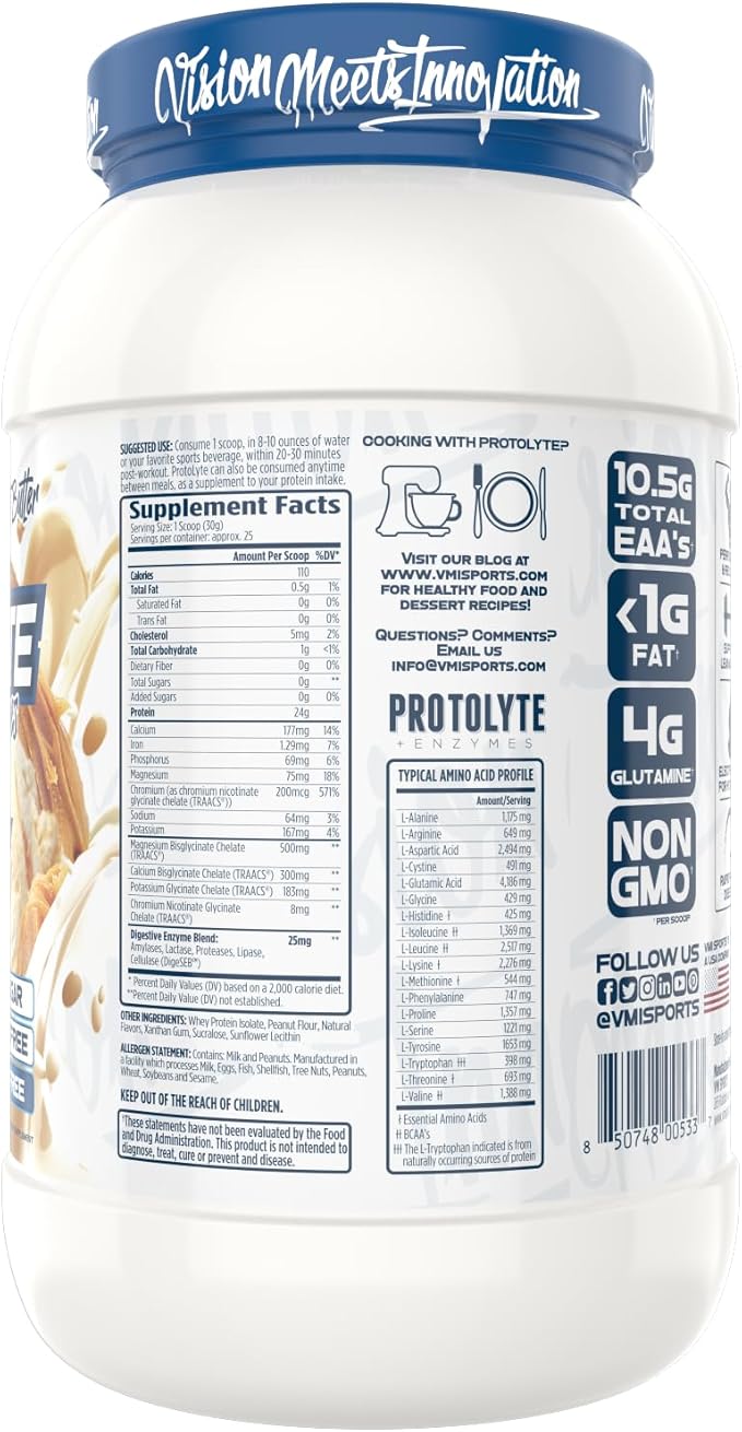 VMI Sports | ProtoLyte Whey Isolate Protein Powder | Low Calorie Whey for Weight Loss and Muscle Gain | Digestive Enzymes | Non-GMO (1.6 lb Vanilla Peanut Butter)