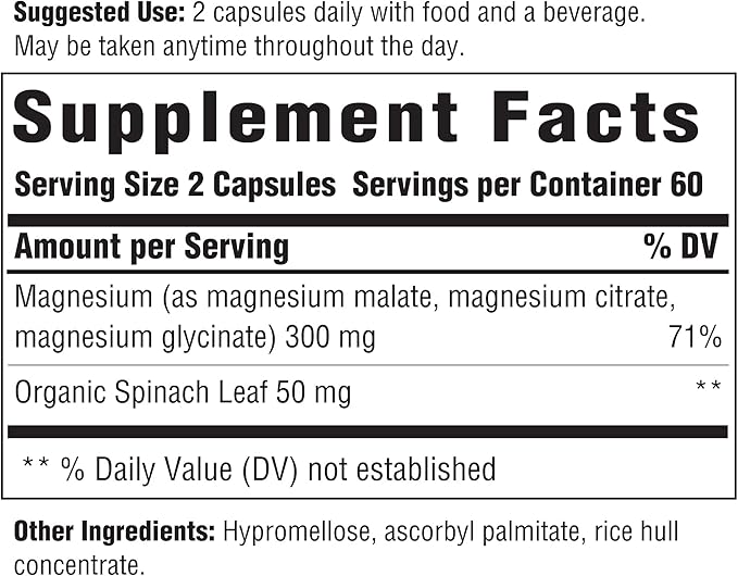 INNATE Response Formulas Magnesium 300 mg - Mineral Supplement for Muscle Relaxation - Vegetarian and Gluten-Free - 120 Capsules (60 Servings)