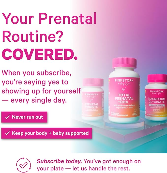 Pink Stork Prenatal Probiotic Mint and Digestive Enzymes Bundle – Supports Digestion and Prenatal Wellness – Women’s Multivitamin with Folate and Enzym