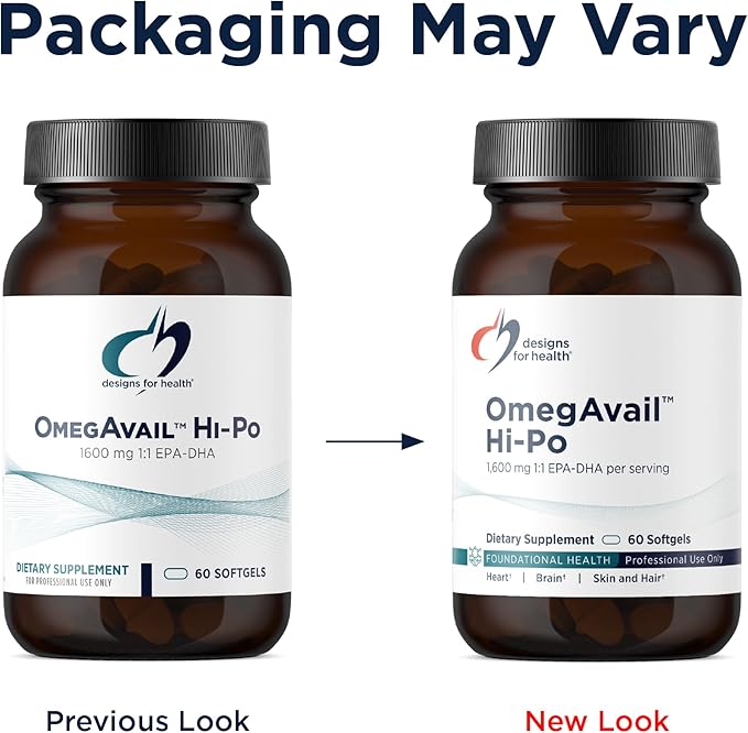 Designs for Health OmegAvail Hi-Po - TG (Triglyceride) Omega-3 Fish Oil Supplement 1600mg EPA/DHA per Serving with Lemon + Vitamin E to Minimize Fishy Taste (60 Softgels)