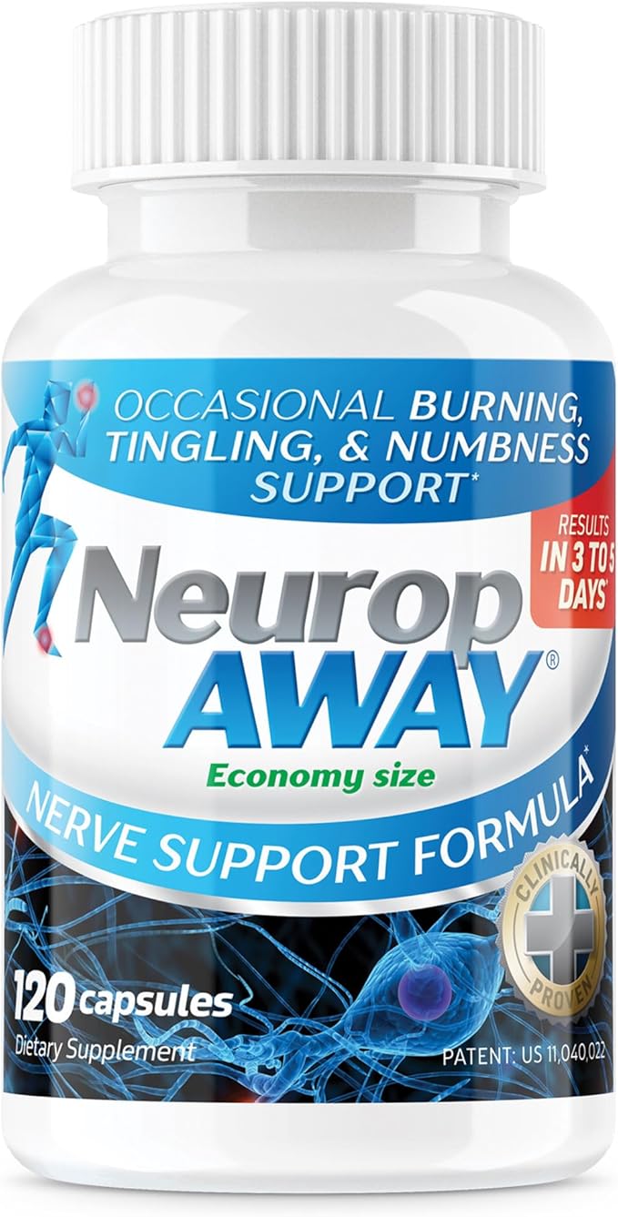 NeuropAWAY Nerve Support Supplement R-Alpha Lipoic Acid to Help Provide Nerve Relief and Health in as Little as 5 Days Acetyl-L-Carnitine Taruine Vitamin B12 L-Citrulline 120 Capsules