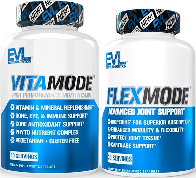 FLEXMODE Joint Supplement with Glucosamine Chondroitin MSM (30 Servings) Plus Advanced Daily Multivitamin for Men with Essential Vitamins Minerals &amp Phytonutrient Complex (60 Servings)