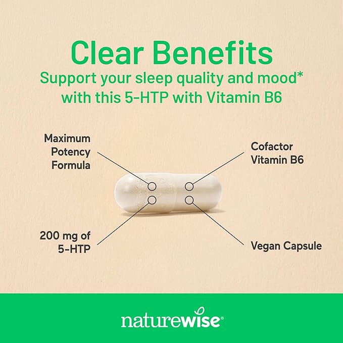 NatureWise (Pack of 2) CoQ10 200mg + Black Pepper High Absorption - 30 Softgels[30-Day Supply] + [1] 5-HTP 200mg + Vitamin B6 - Non-GMO Vegan - 60 Capsules[60-Day Supply]
