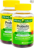 Probiotics Women and Men – 60 Vegetarian Gummies 3 Billion CFU with Inulin Digestive Health Supplement Assorted Peach Strawberry Mixed Berry Flavors (Pack of 2)