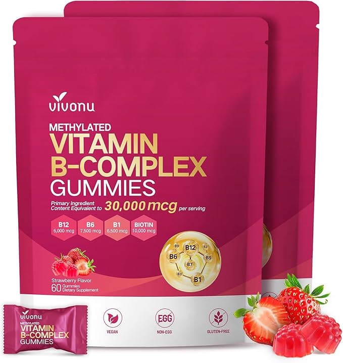 VivoNu Multivitamin Methylated Vitamin B Complex Gummies Vitamin B12 B6 B1 B2 B3 B5A C D E and Folate (2)