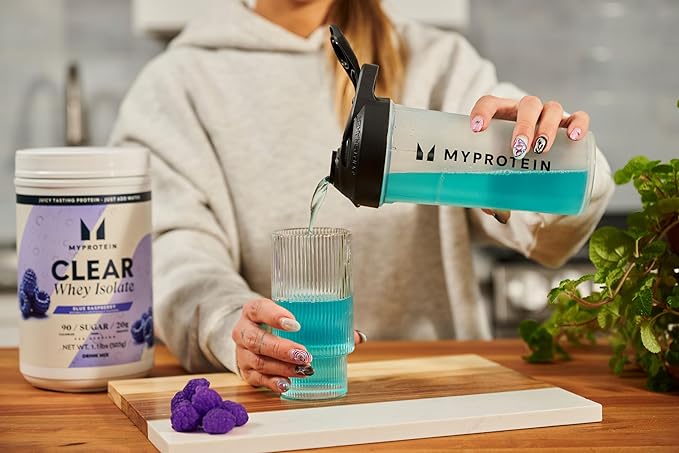 Myprotein Clear Whey Isolate Protein Powder 20 Servings (1.1lbs) Blue Raspberry 20g Protein per Serving Naturally Flavored Drink Mix Daily Protein Intake for Superior Performance