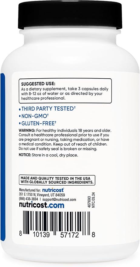 Nutricost myHMB Capsules 1500MG Calcium HMB Per Serving 120 Capsules 40 Servings - Performance Line Calcium B-Hydroxy B-Methylbutyrate Monohydrate