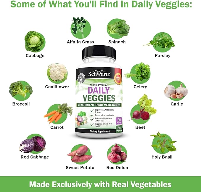 BioSchwartz Daily Fruits and Veggies Supplement for Women and Men (1 Month Supply) Plus Daily Multivitamin for Women 50 &amp Over (1 Month Supply)