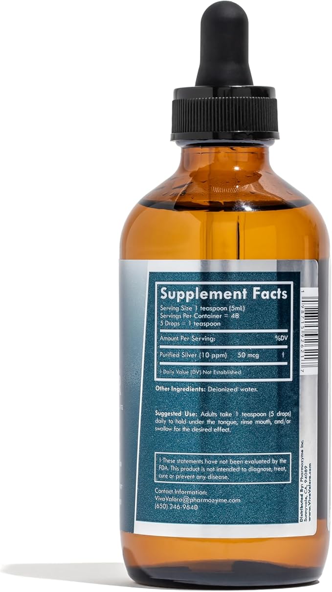 Colloidal Silver Liquid 10 PPM Bio-Active Nano Silver 8 oz Amber Glass Dropper Bottle Third-Party Tested Preservative-Free Immune Support Supplement Made in USA