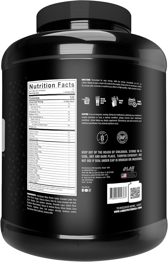 100% Hydrolyzed Whey Protein Isolate (5 Pounds Cookies and Cream Flavor) 25gr of Protein Build Muscle Lean Muscle Growth Easy Digestion Gluten Free Lactose Free Fast Absorbing.
