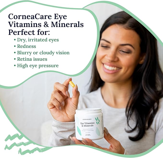 CorneaCare Vitamins and Minerals | Multivitamin for Vision &amp Health | Dry Eye Supplements | 60 Tablets
