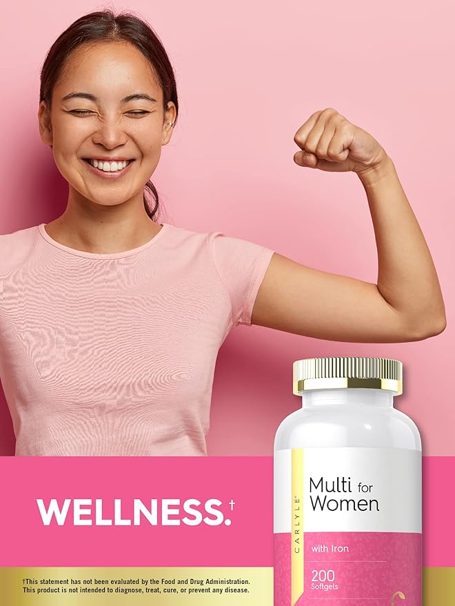 Carlyle Multivitamin for Women with Iron | 200 Softgels | Essential Vitamins Minerals and Omegas | Nutritional Support Supplement | Non-GMO &amp Gluten Free