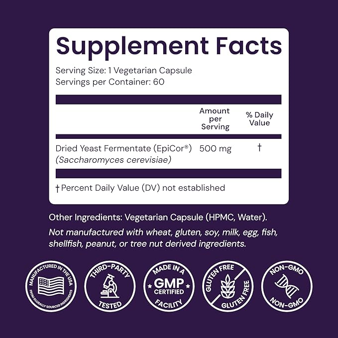 Healthy Origins EpiCor 500 mg (Immune Support Non-GMO Gluten Free) 60 Veggie Capsules
