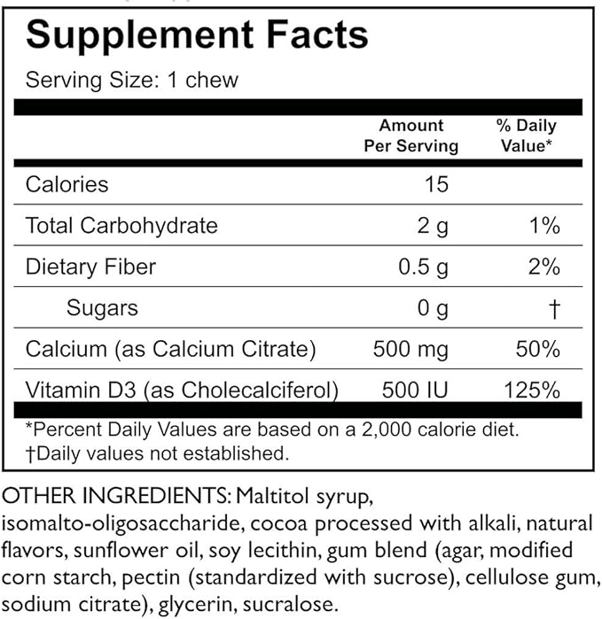 Celebrate Vitamins Bariatric 500mg Calcium Citrate Soft Chews with 500 IU Vitamin D3 – Essential for Gastric Bypass Patients &amp Bone Health - Sugar &amp Gluten Free Chocolate (270 Chews)