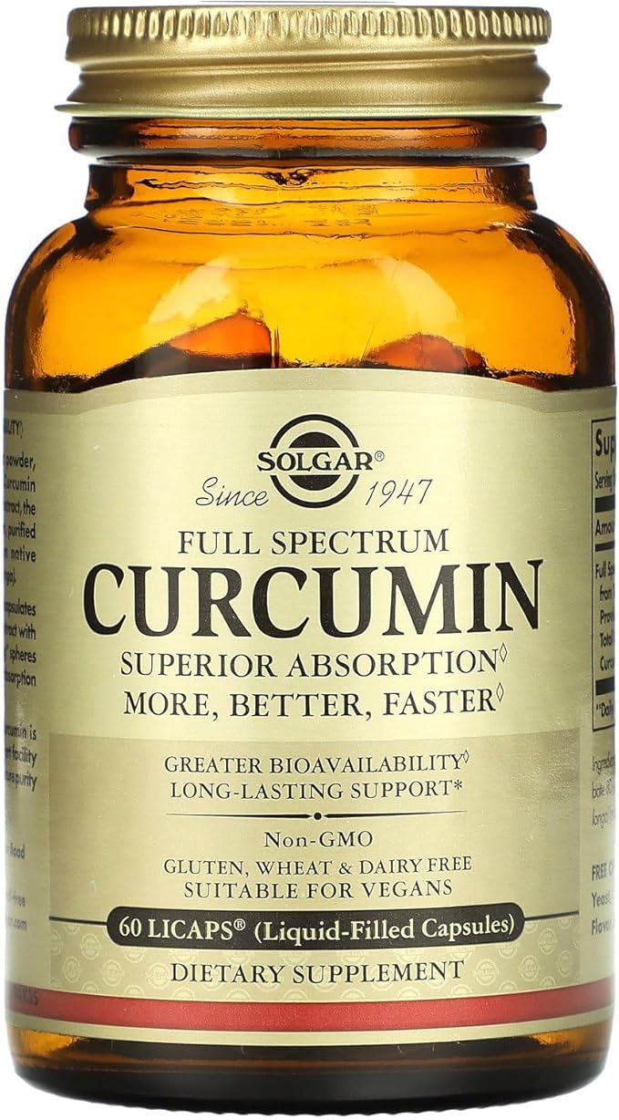 Solgar Full Spectrum Curcumin - 60 LiCaps - Superior Absorption - Brain Joint &amp Immune Health - Non-GMO Vegan Gluten Free Dairy Free - 60 Servings