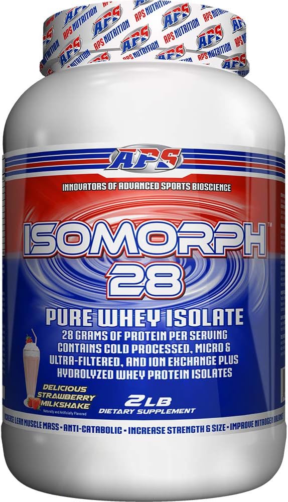 APS Nutrition IsoMorph 28 Protein Powder | Pure Whey Isolate | Cold Pressed Ultra- Filtered &amp Ion Exchange Isolates | 28g Protein | 2 Pound (Strawberry Milkshake)