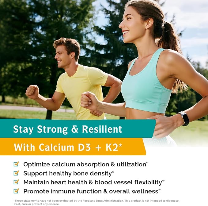 Innate Vitality Calcium 1200mg with D3 &amp K2 + Magnesium Glycinate 500mg Bundle | High Absorption Mineral Complex for Bone Density Circulatory Wellness &amp Nerve Function | Non-GMO Vegan Friend