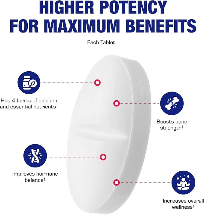 Osteo-Plex Bone Health Supplement for Women - Clinical Formula Bone Strength Supplement with Magnesium Calcium Vitamin D3 &amp Trace Minerals Complex - Easy to Swallow Gentle Tablets - 240 Count