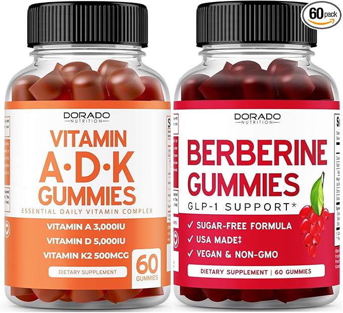ADK Gummies Vitamin D3 K2 (60 Gummies) Sugar Free Vitamin D3 K2 - Supplement with D &amp K - 10 Vegan Supplement - Berberine Gummies with Ceylon Cinnamon for Adult - Non GMO &amp Made in USA