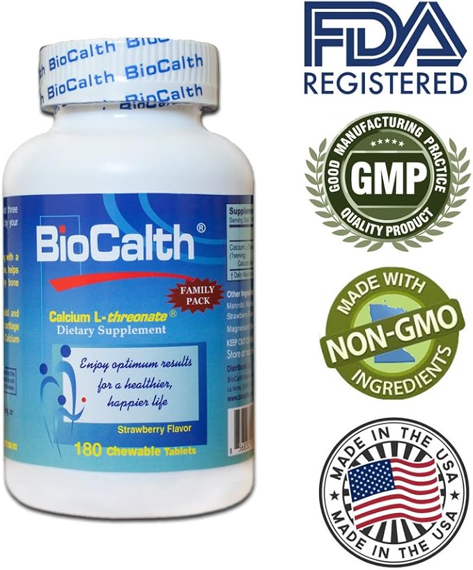 BioCalth® Chewable L-threonate Calcium Tablets Strawberry Flavor Patented Calcium Supplement