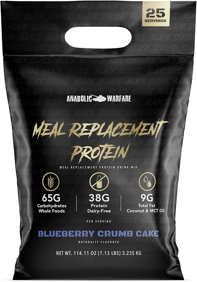 Anabolic Warfare Meal Replacement Protein Whole Food Meal Replacement Protein Shake Blueberry Crumb Cake 25 Servings