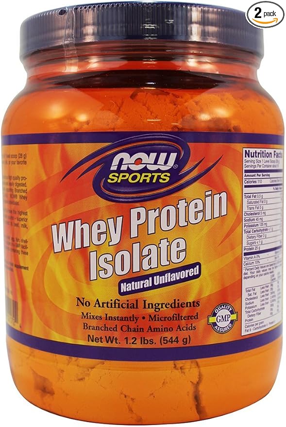 NOW Foods: Whey Protein Isolate Unflavored Powder 1.2 lb (2 Pack)