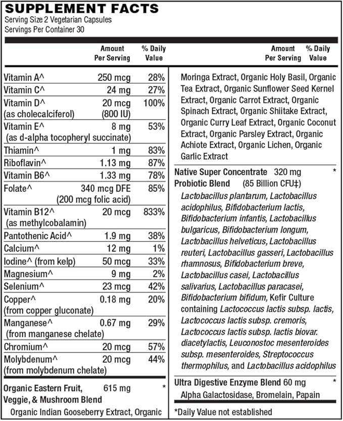 Holly Hill Health Foods Active Men's 50+ 85 Billion Probiotic Formula 60 Vegetarian Capsules