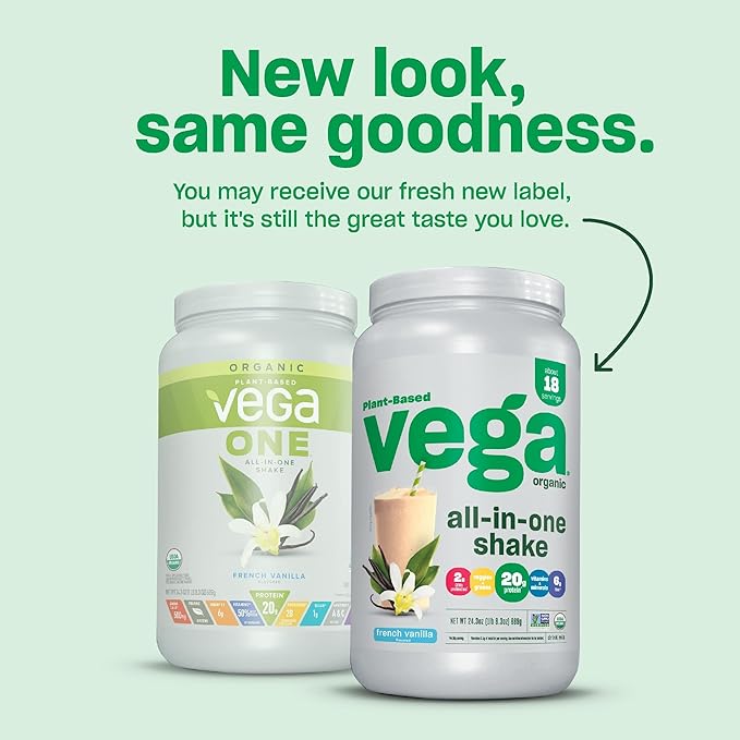 Vega Organic All-in-One Vegan Protein Powder Chocolate Mint - Superfood Ingredients Vitamins for Immunity Support Keto Friendly Pea Protein for Women &amp Men 1.6 lbs (Packaging May Vary)