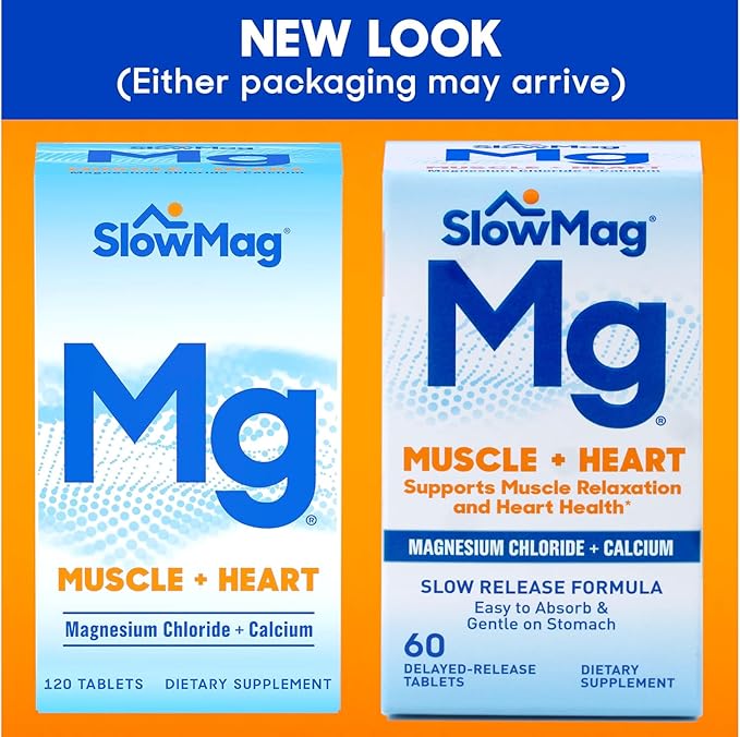 Slow-Mag Magnesium Chloride with Calcium Tablets 60 Tablets (Pack of 4) Fxi&ampUi
