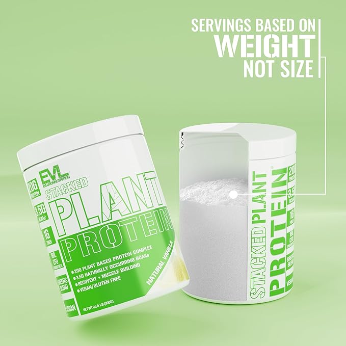 Evlution Nutrition Stacked Plant Protein Powder Vegan Non-GMO Gluten-Free Probiotics BCAAs Fiber Plant-Based Protein Complex 300G (Natural Vanilla)