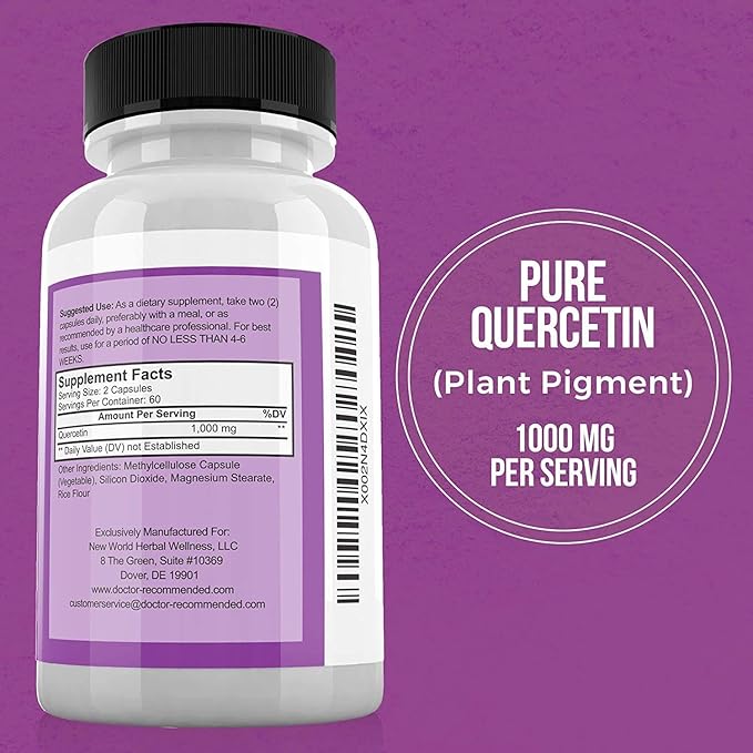 DOCTOR RECOMMENDED SUPPLEMENTS Quercetin 1000mg Per Serving - (Vegan Non-GMO) (120 Veggie Capsules Pack of 3)