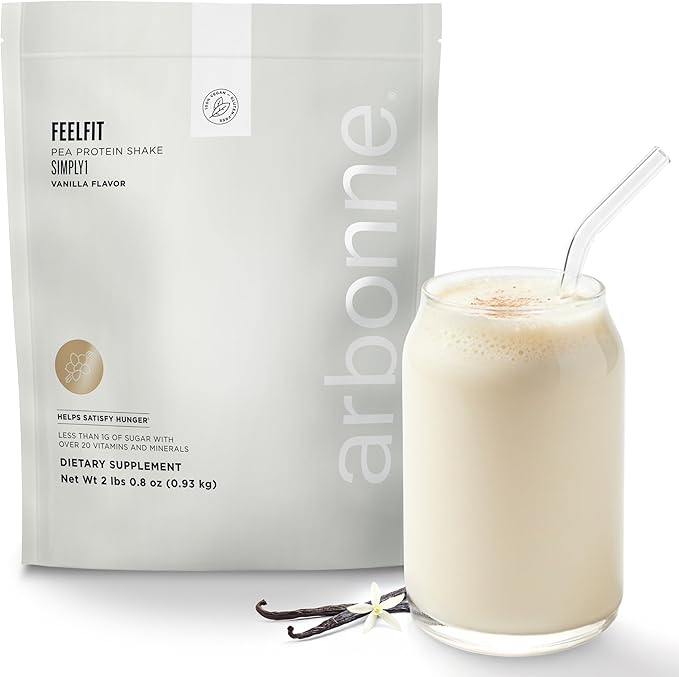 Arbonne FeelFit Pea Protein Powder – Vanilla Flavor Vegan Protein Powder – Plant-Based Nutrition Supplement for Smoothies Shakes &amp Post-Workout Recovery Support – 30 Servings