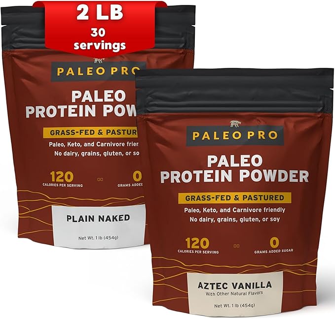 Paleo Pro 26G Beef Protein Powder - Pack of 2-30 Days Supply - Grass Fed Protein Powder Isolate - Pure Animal Based Pastured | Dairy &amp Gluten Free Natural &amp Clean Proteins for Paleo &amp Ket