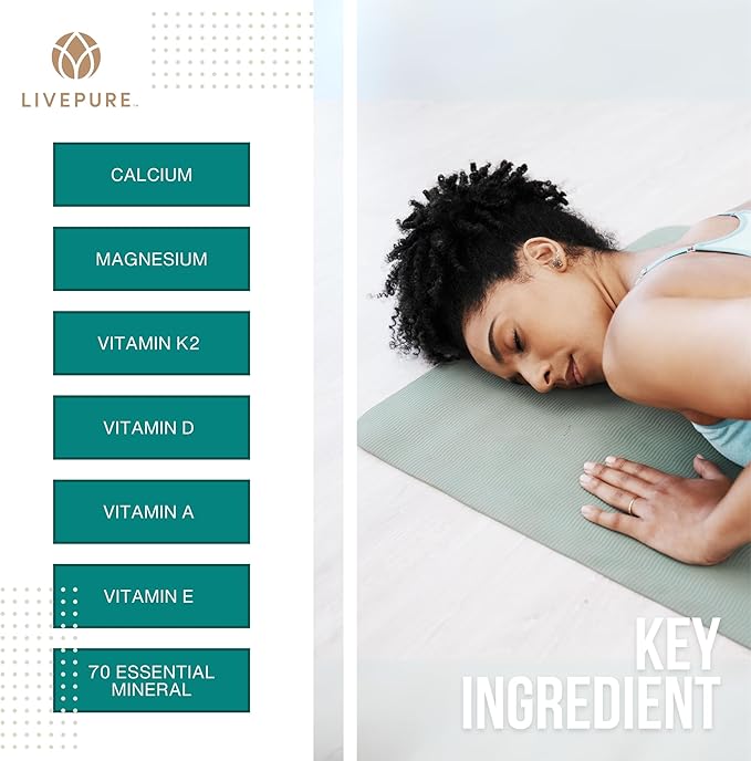 PURE LivePURE CalciuMK+ Capsules | 90ct | Supports Bone Health Collagen Formation &amp Joint Mobility | Non-Dairy Lactose-Free Calcium Supplement for Skeletal Support