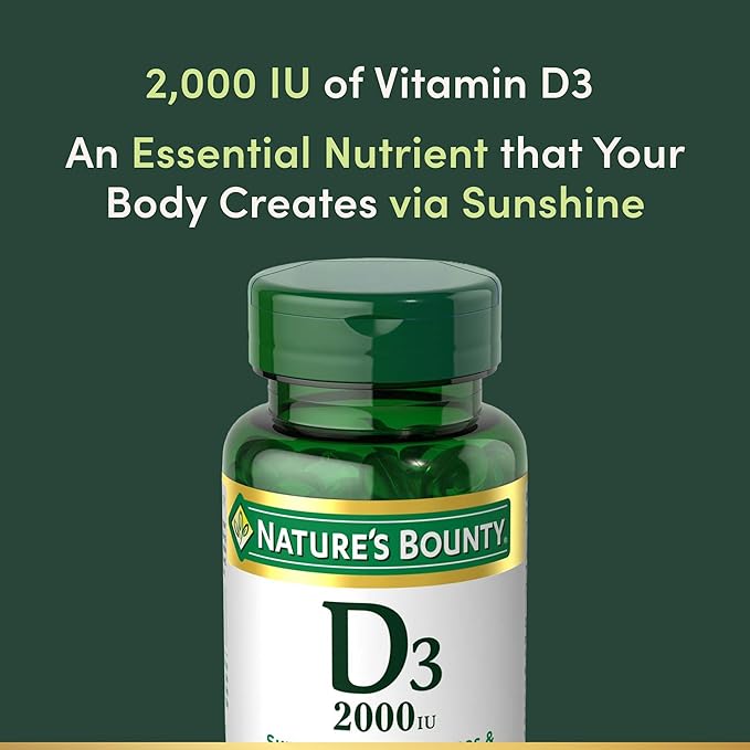 Nature's Bounty Vitamin D Supports Immune Health &amp Bone Health 2000IU Vitamin D3 150 Softgels (Pack of 3)
