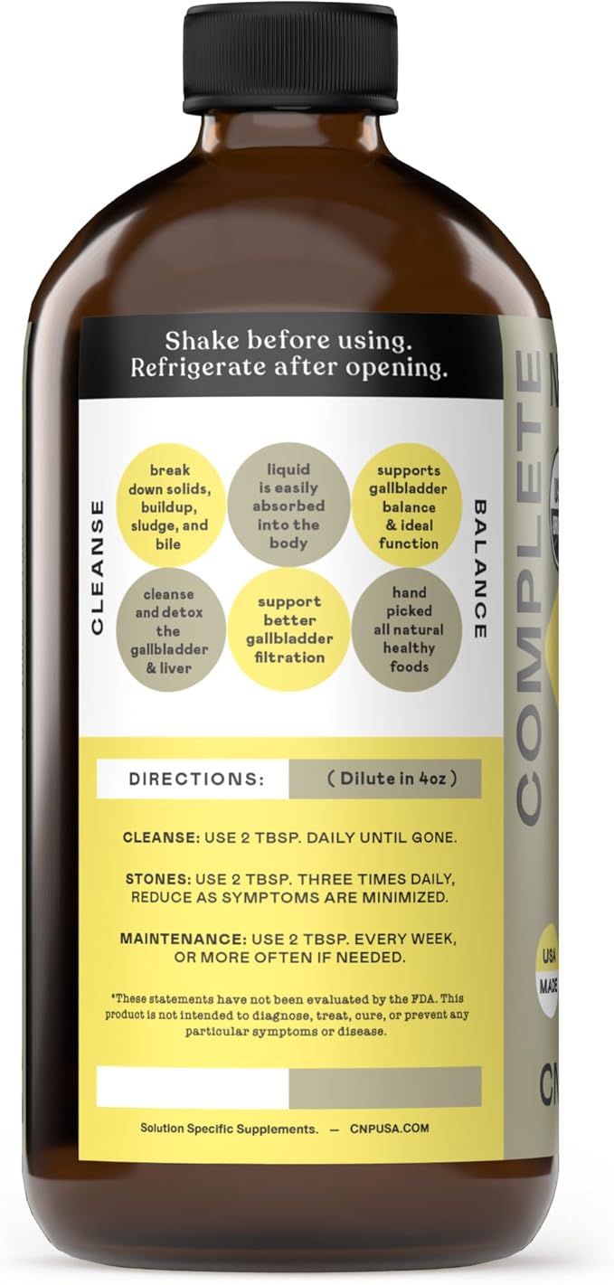 Gallbladder Complete 8oz Organic Liquid Concentrate - Organic Gallbladder Support Formula with Apple Cider Vinegar Digestive Bitters Stone Breaker for Bile Flow Detox - Digestive Cleanse Flush Support