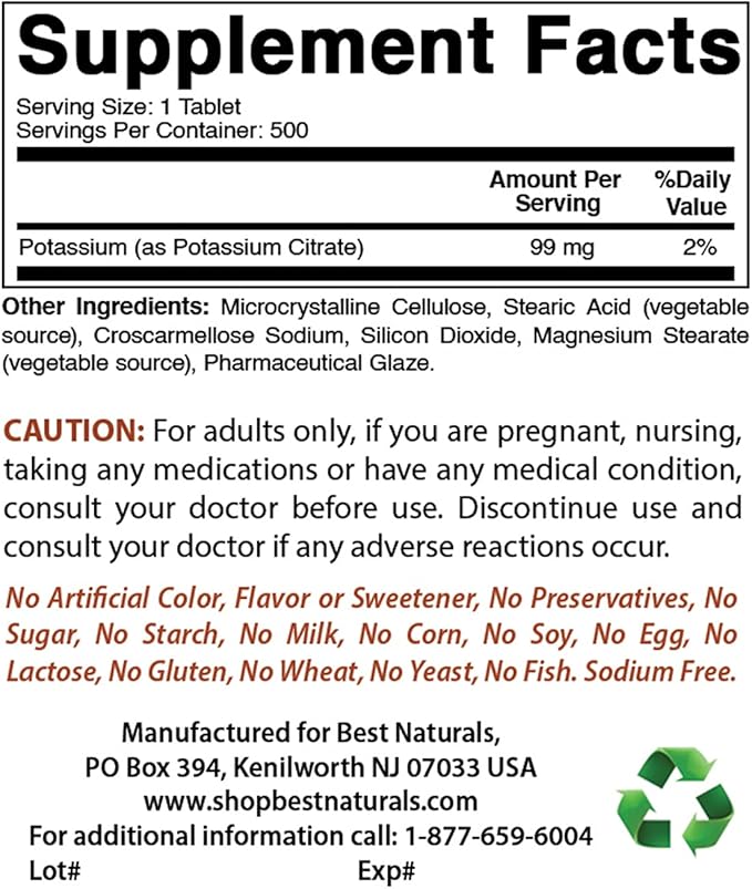 Best Naturals Calcium Magnesium with Vitamin D3 1500mg &amp Potassium Citrate 99mg