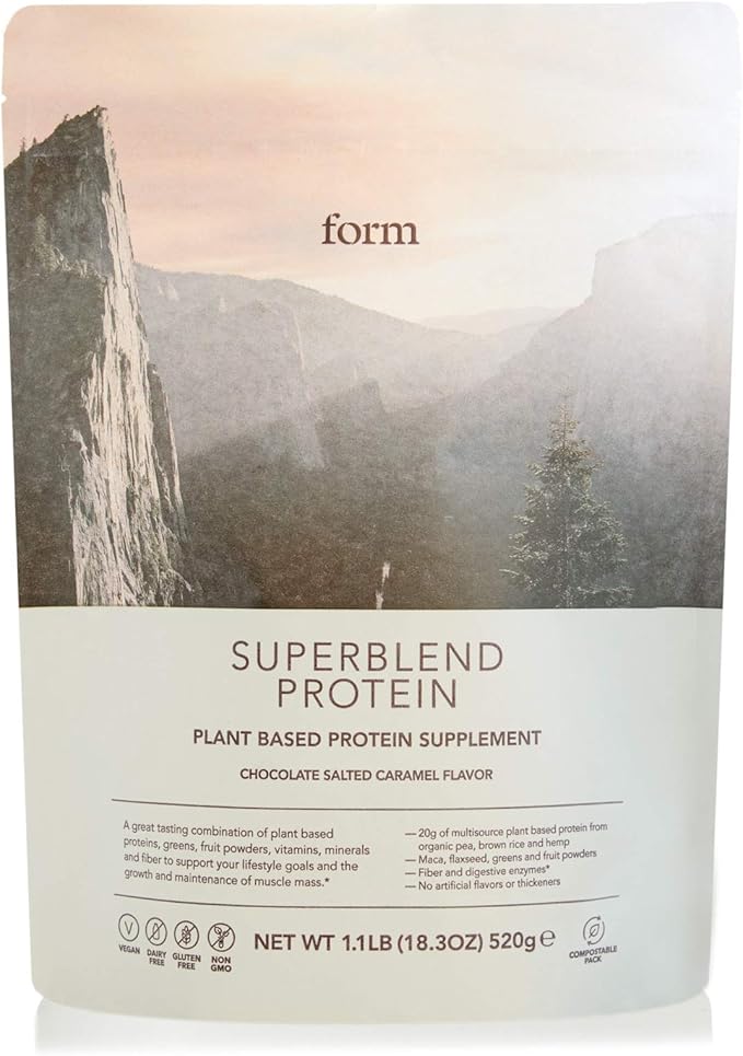 Form Superblend Protein - Vegan Protein Powder with Superfoods Vitamins and Minerals - 20g of Plant Based Protein per Serving (Chocolate Salted Caramel)