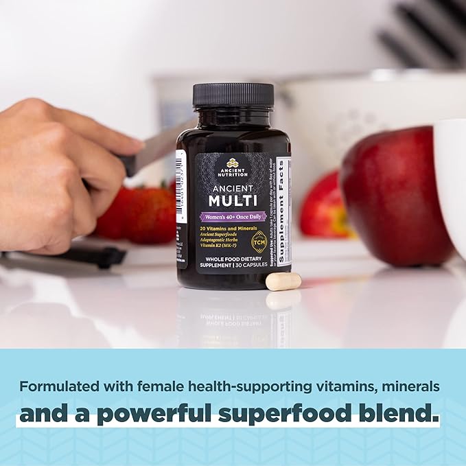 Ancient Nutrition Multivitamin Women's 40+ Once Daily Capsules 30 Count + Multivitamin Men's 40 + Once Daily Capsules 30 Count