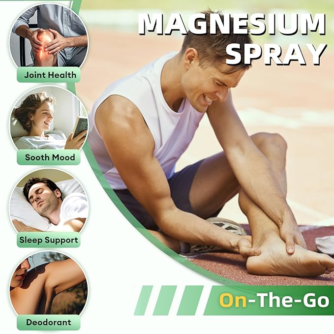 2 Pack Magnesium Oil Spray - Magnesium Spray for Feet &amp Body Leg Cramps Joint Health &amp Sleep Support Nourish Skin - Topical and Natural Oil 4oz